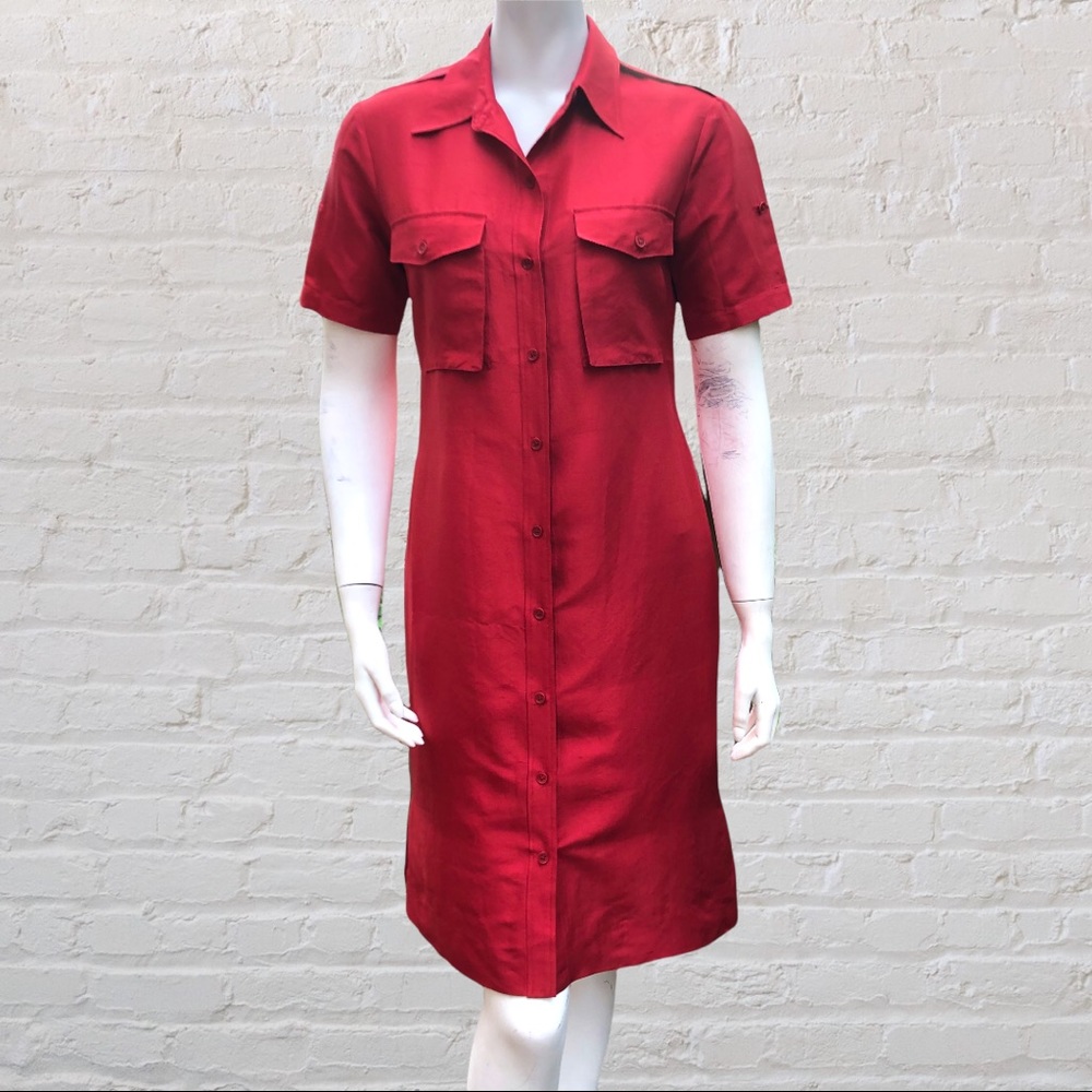 Lauren Ralph Lauren Red Silk Dress size is Large but more of a small to me